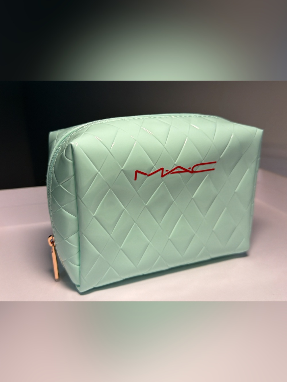 New,unused MAC Cosmetics Mint  Cosmetic Pouch with Red Logo, small size